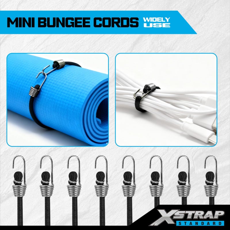 XSTRAP STANDARD 10-Inch Mini Bungee Cords 20 Pieces Rubber Stretchy Bungee Cords with Steel Hooks for Tarp Covers, Canvas Canopies, Motorcycle, Cargo, Hang Christmas Ornaments - Image 5